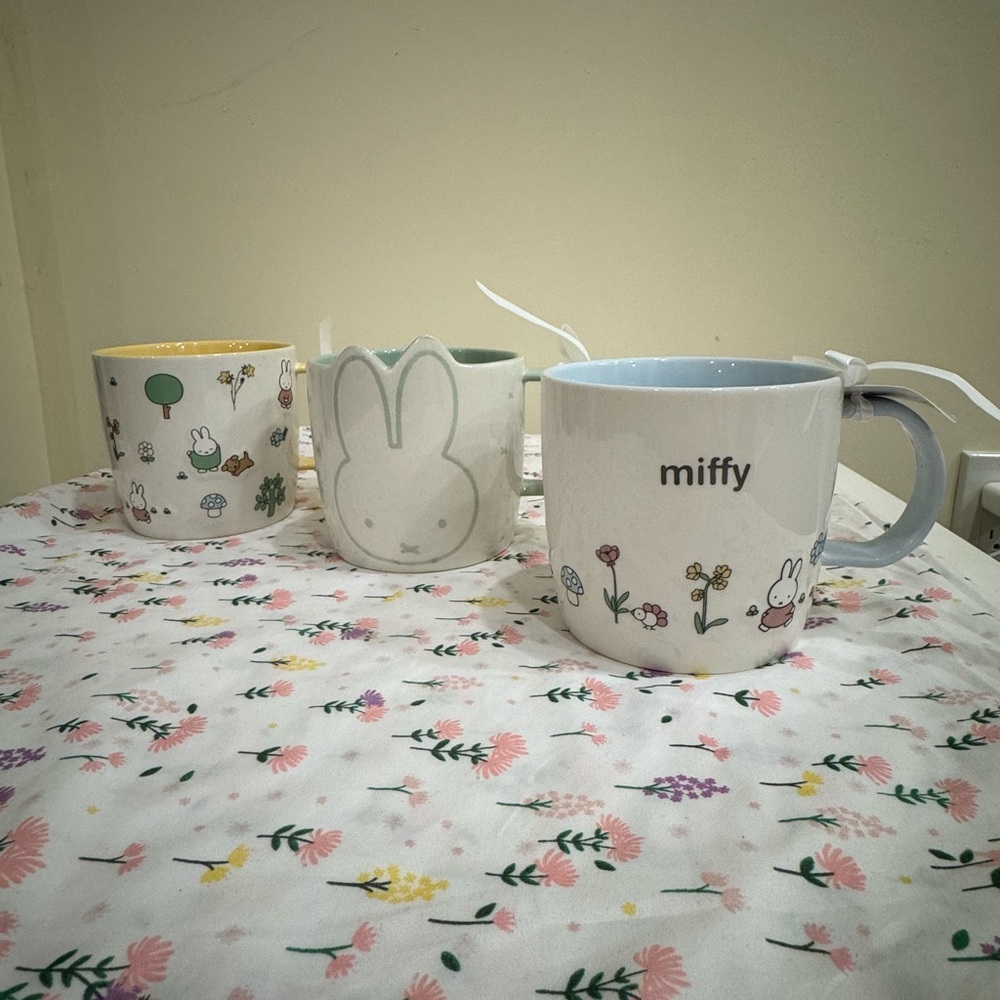 Miffy X Magenta cups Yellow Blue Green Rare